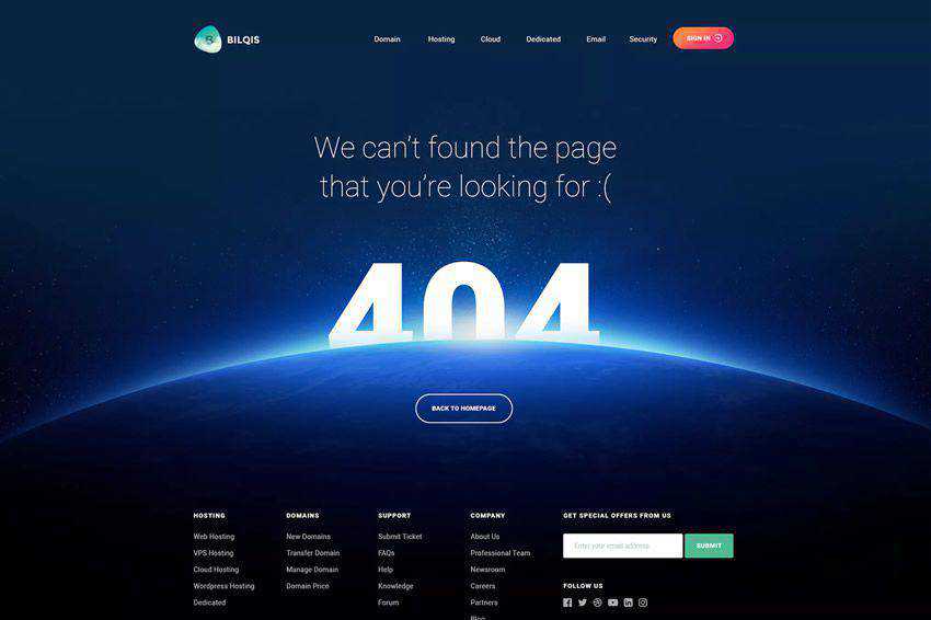 Sunrise 404 page not found web design inspiration