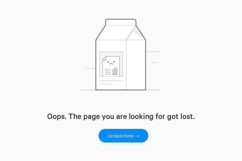 Simple 404 Milk Carton Illustration 404 page not found web design inspiration