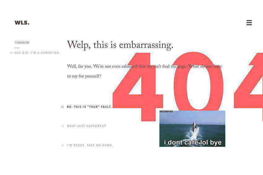 Well this is embarrassing 404 page not found web design inspiration
