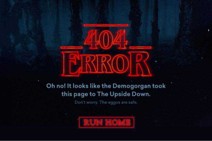 Stranger Things 404 page not found web design inspiration