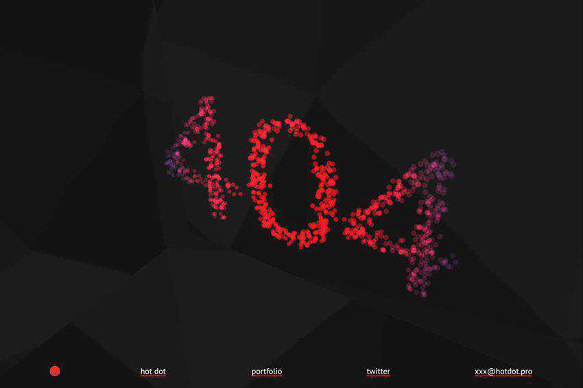 Animated Bokeh 404 page not found web design inspiration