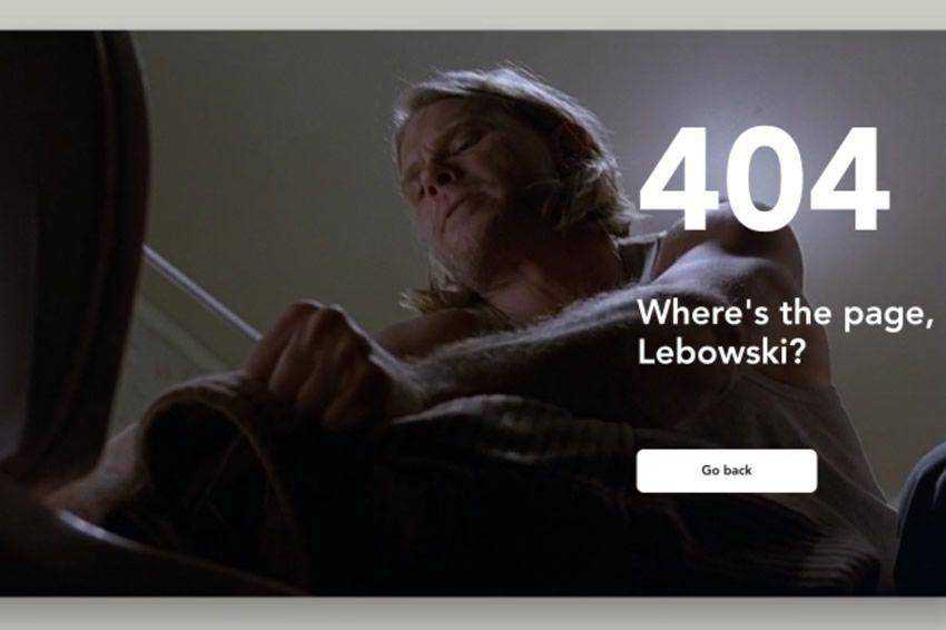 Where is the page Lebowski 404 page not found web design inspiration