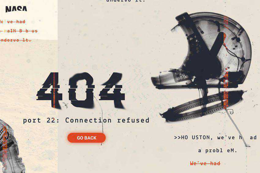 NASA 404 Page Concept page not found web design inspiration