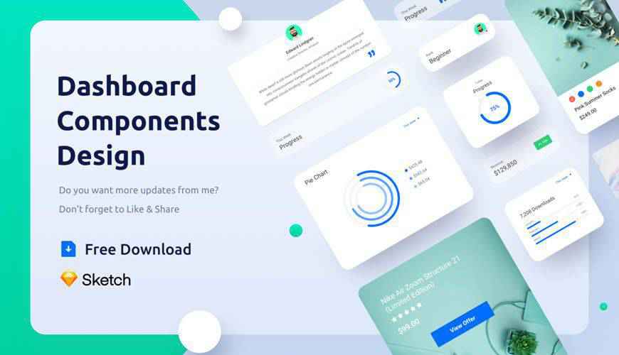 Freebie Dashboard Components Design dashboard admin template ui free Sketch App