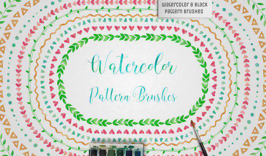 Watercolor Black Pattern adobe illustrator brush brushes abr pack set free
