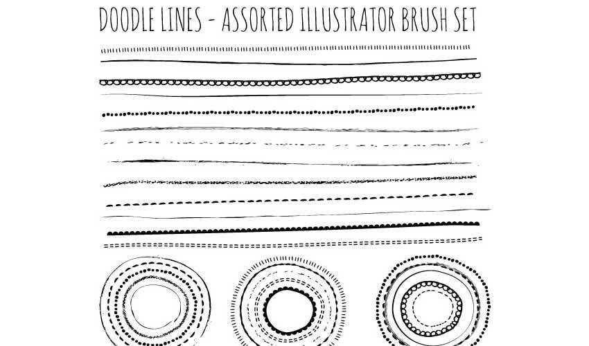 Natural Sketch Doodle Lines adobe illustrator brush brushes abr pack set free