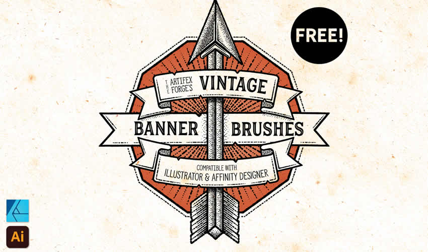 Vintage Banner adobe illustrator brush brushes abr pack set free
