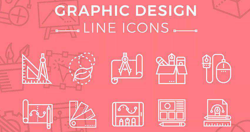 Graphic Design Line Icons adobe illustrator