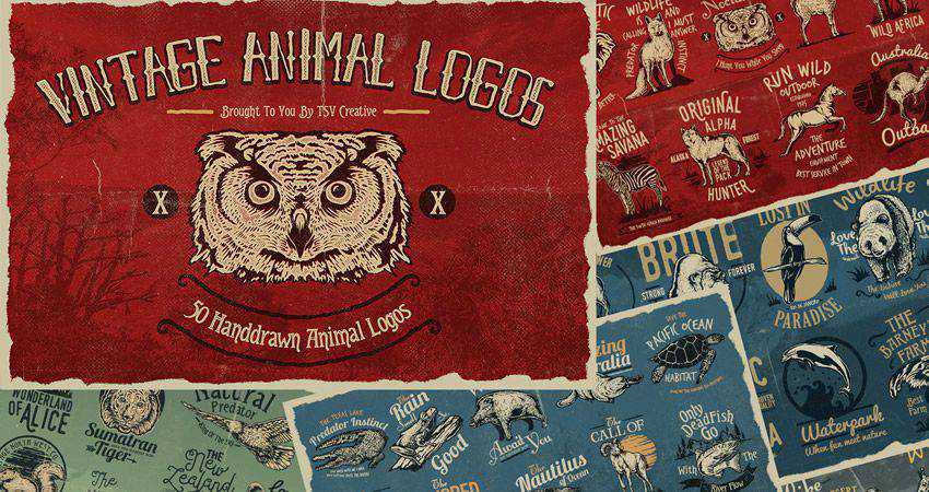 50 Vintage Animal Logo Badges adobe illustrator tutorial