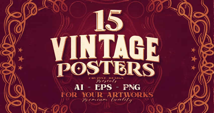 15 Vintage Poster Templates for Illustrator