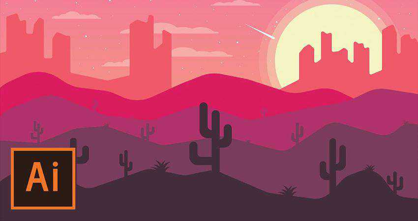 How to Create a Desert Landscape Flat Design Poster adobe illustrator tutorial
