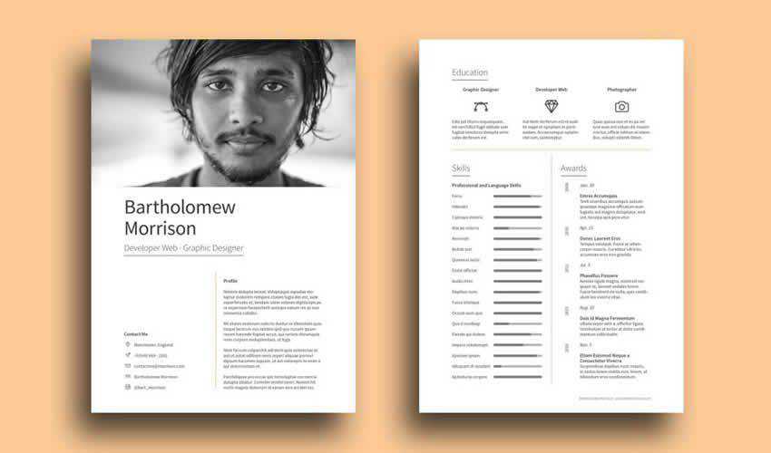  resume cv adobe indesign template free clean cover letter