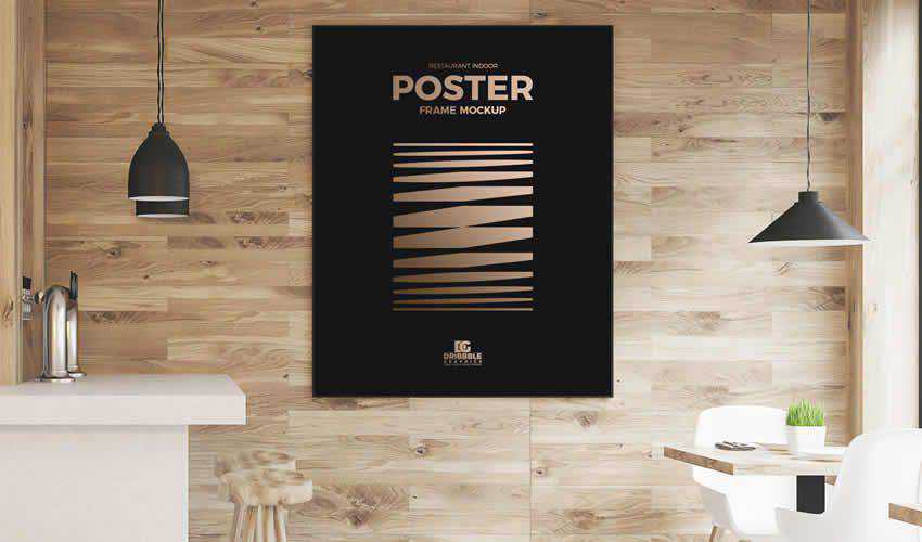Free Wooden Wall frame photoshop PSD poster mockup template editable flyer 