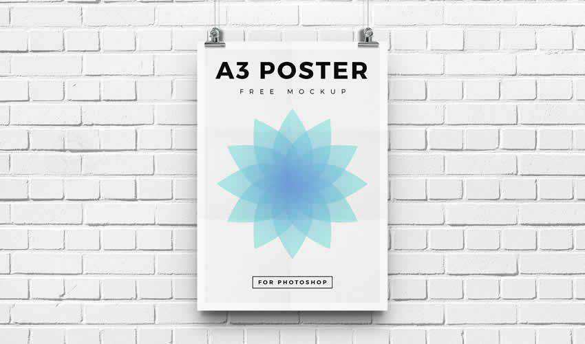 Free A3 psd photoshop poster mockup template editable flyer