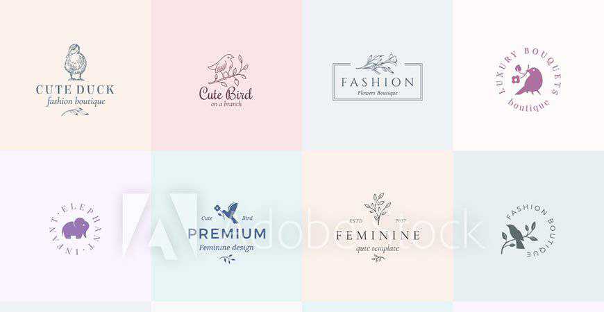 Twelve Abstract Animal Feminine Logo Templates