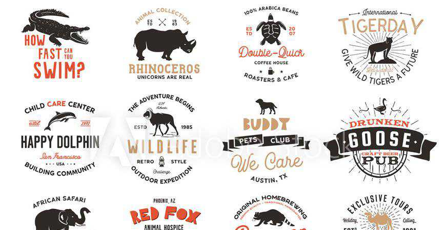Wild Animal Badges Set