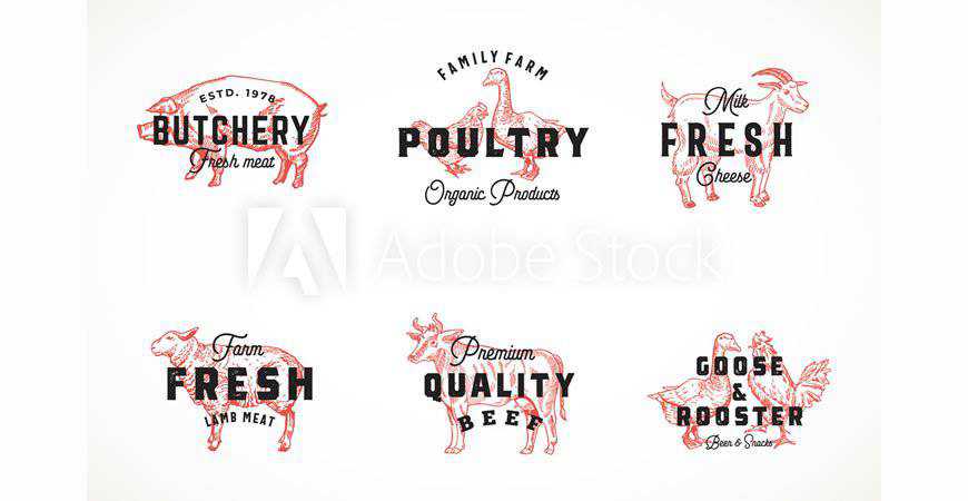 Retro Cattle Poultry Logo Templates animals
