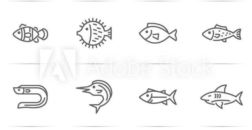 Fish Vector Line Icon Templates animals