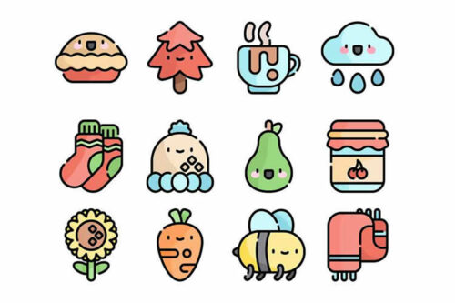 The Free Autumn Kawaii Icon Set (50 Icons in SVG & PNG Formats)