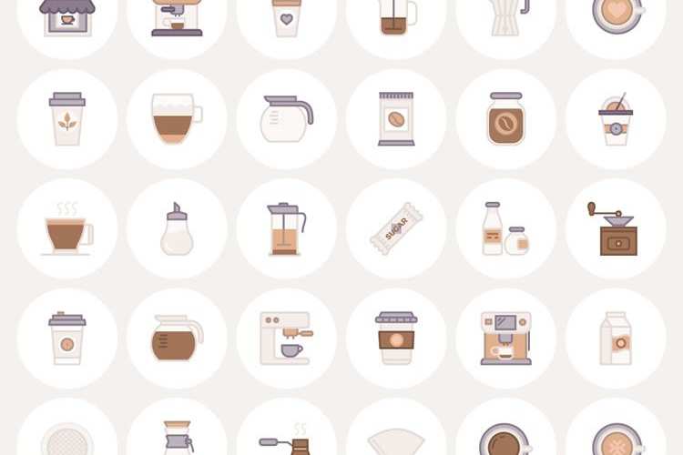 Free Barista & Coffee Lover Flat Line Icon Set (AI, EPS, SVG & PNG)
