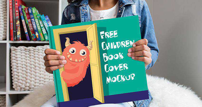 Free Children Book Cover Mockup Photoshop PSD