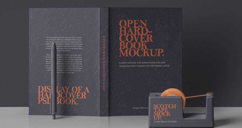 Free PSD Open Hardcover Book Mockup Photoshop PSD