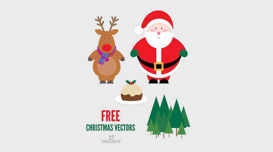 Santa Reindeer Christmas Pudding Vectors free holidays