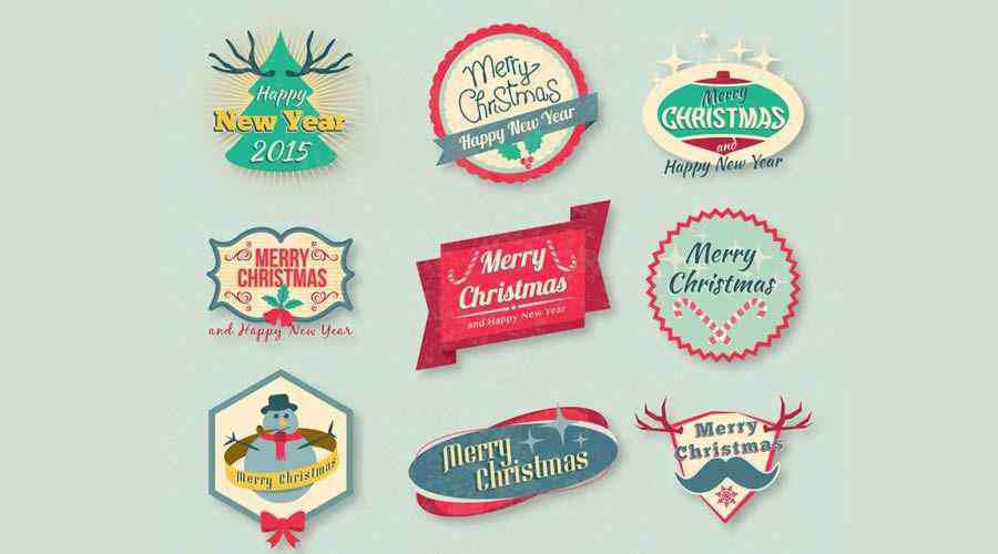 Vintage Vector Christmas Badges Pack free holidays