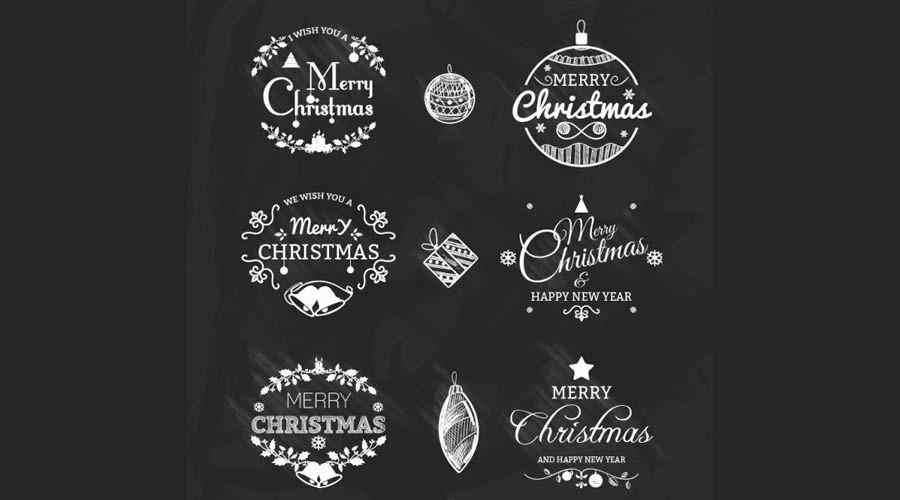 Black and White Vector Christmas Badges Pack free holidays