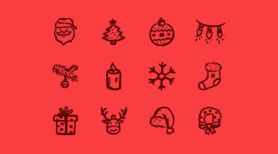 12 Hand-Drawn Style Merry Icons free holidays