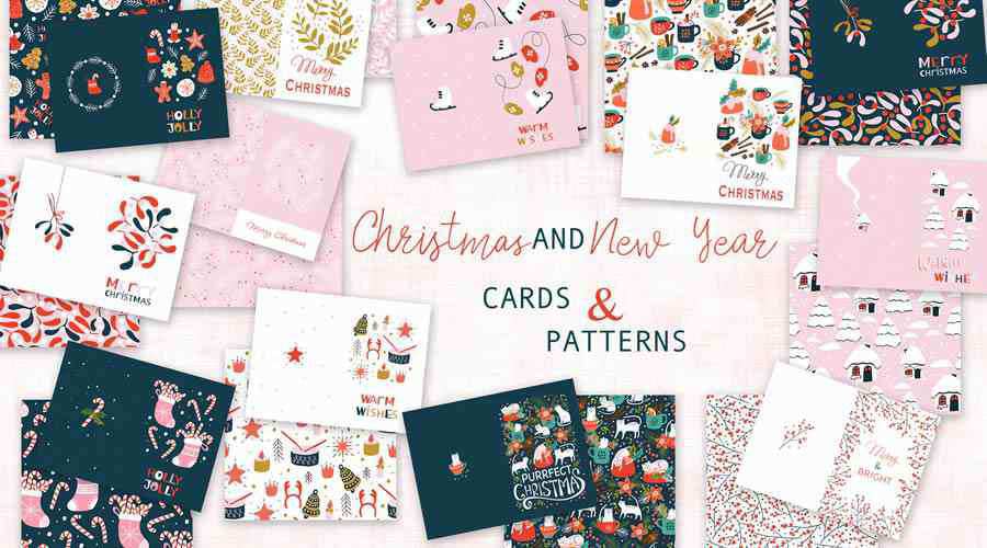 12 Hand-Drawn Christmas Cards & Patterns