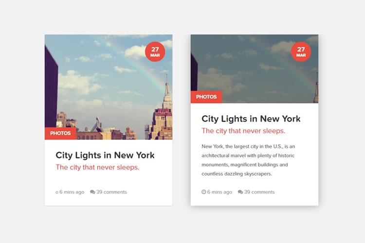 10 CSS & JavaScript Snippets for Creating Content Cards