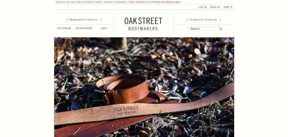 Oak Street Bootmakers ecommerce web design inspiration user interface shop
