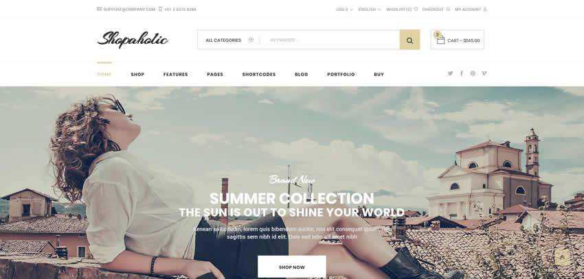 Shopaholic ecommerce shop website retail web design inspiration