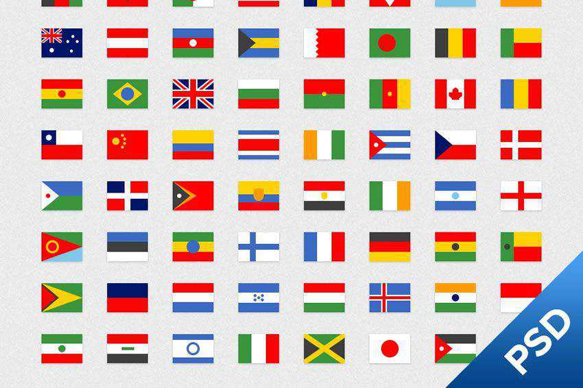 64 Simple Flags Icons free icon set banner nation country psd