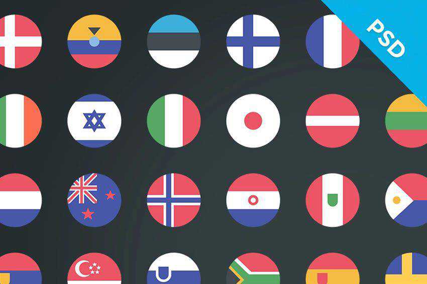 58 Country Flag Icons free icon set banner nation psd