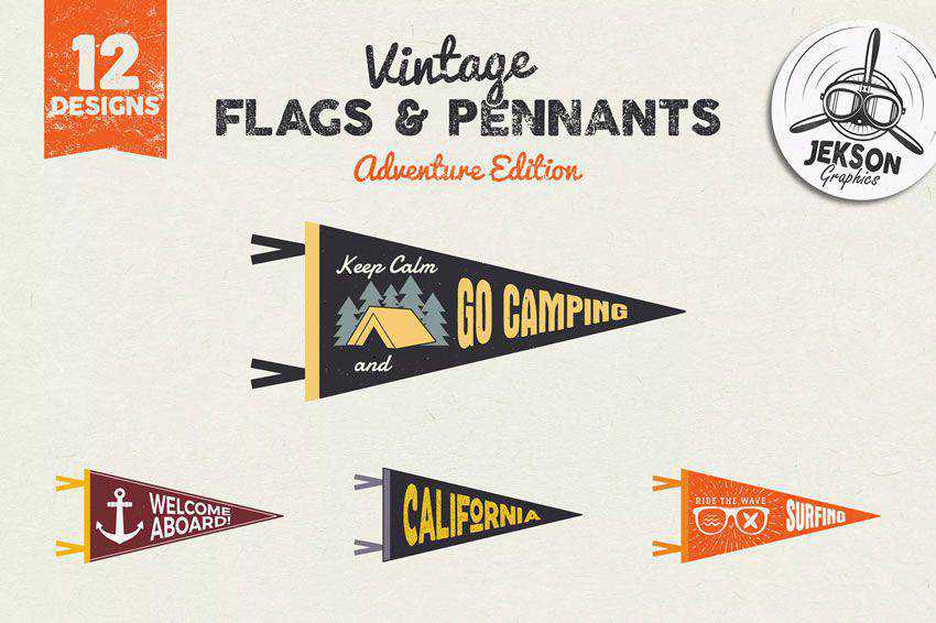 Adventure Pennants & Vintage Flags banner nation country psd eps svg ai