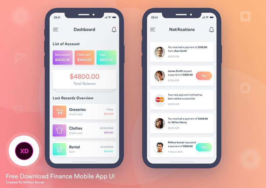 Free Finance Mobile App UI
