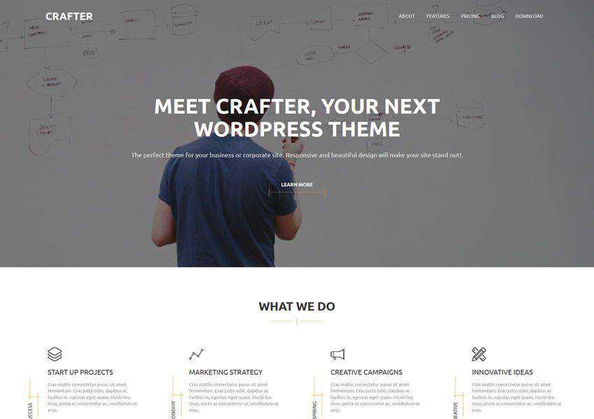 Crafter free wordpress theme wp responsive business corporate