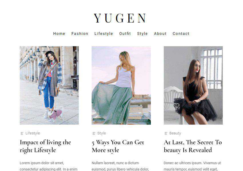 Yugen Modern Stylish free wordpress theme wp responsive fashion lifestyle blog