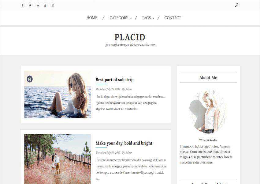 Placid free wordpress theme wp responsive fashion lifestyle blog