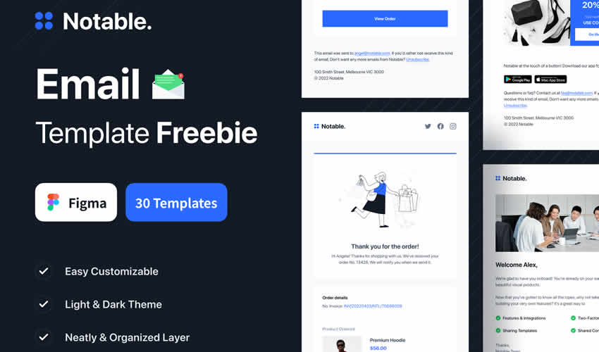 Notable Email Template Free Figma Web UI Kit Template