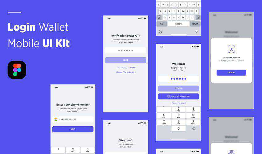Login Wallet free figma ui mobile kit