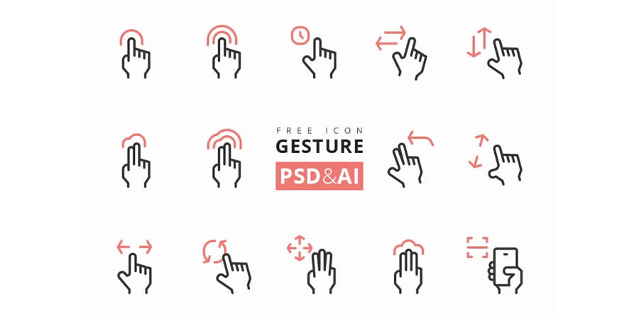Free Gesture Icon Set mobile app development designer