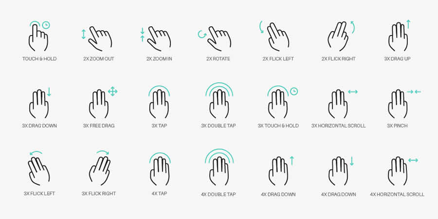 Gesture Icons mobile app development designer
