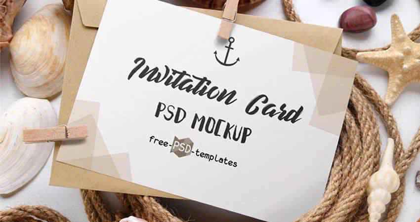 Invitation Card Mockup Templates Photoshop PSD