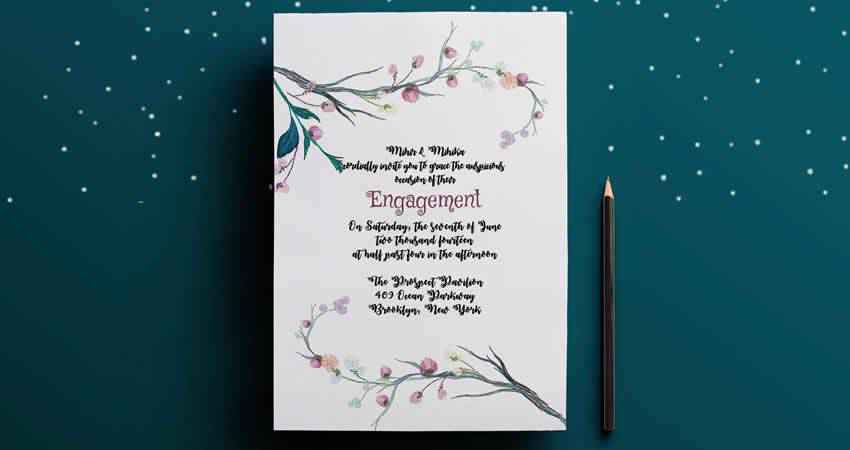 Engagement Party Invitation Card Photoshop PSD