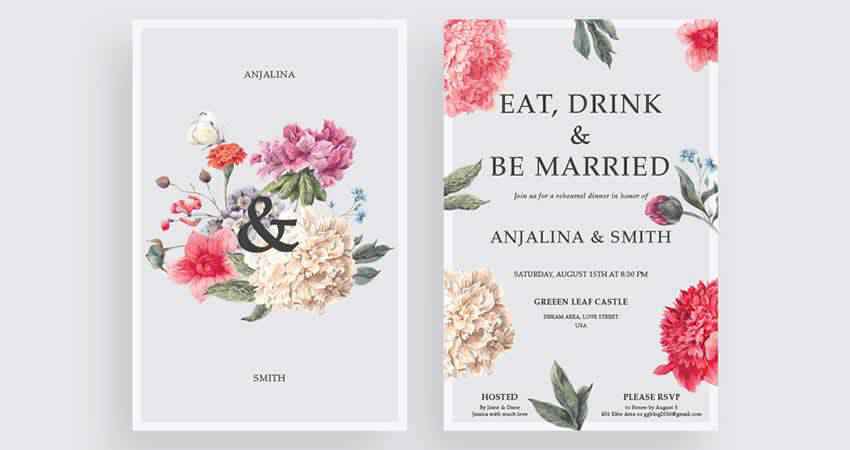 Modern Wedding Invitation Templates AI EPS