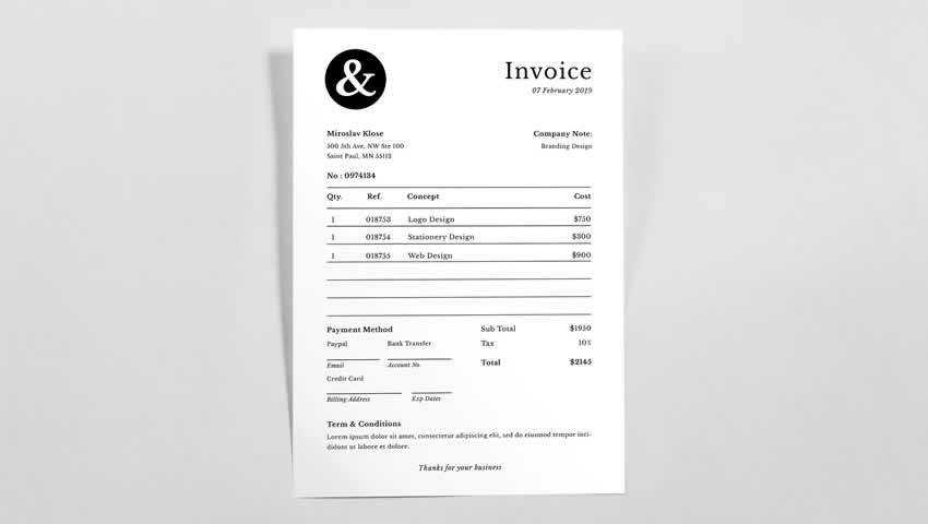Minimal Invoice Illustrator AI InDesign INDD