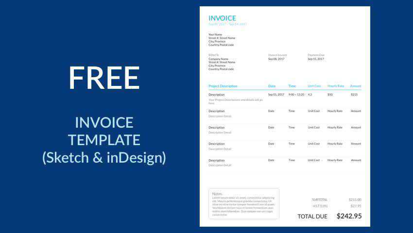 Free Invoice Template Sketch INDD InDesign